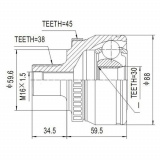 ШРУС наружний передний для AUDI A4/A6 , VW Passat 3B2/3B5, +ABS, 38/30