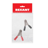 Зажим крокодил в изоляторе, длина 50 мм, ток 10A, 2 шт., пакет REXANT