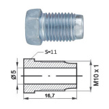 Штуцер тормозной трубки M10X1.0, L=16,7MM, S=11, D=5MM... #MASTERKIT* 9900017312619