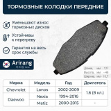 Колодки тормозные передние V8 R13, DAEWOO/CHEVROLET для Nexia, Lanos, Matiz (M100,M150), Spark, ZAZ Sens
