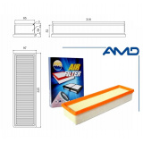 Фильтр воздушный для LARGUS, LOGAN, SANDERO -  8 V с 2012г., ПРЯМОУГОЛНЫЙ  #AMD* 8801735106898