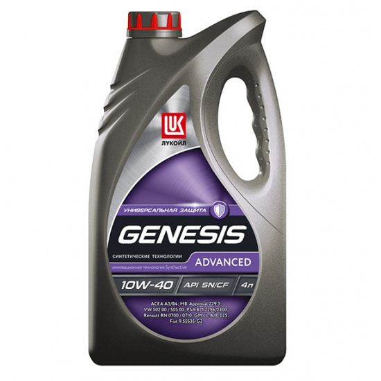 LUKOIL GENESIS ADVANCED 10W-40, 4 Л (SN/CF A3/B4, A3/B3) масло моторное синтетическое # LUKOIL* - 1