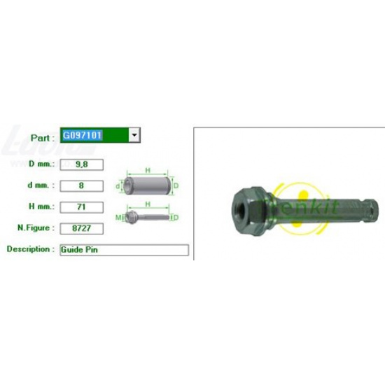 Палец суппорта переднего верхний для KIA SORENTO, SOUL, RIO III,  HYUNDAI Solaris (без резинки) # Frenkit™ 8435262977906 - 1