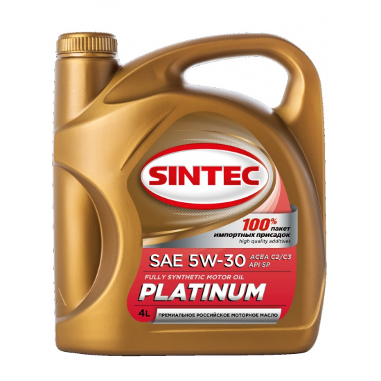 SINTEC PLATINUM SAE 5W-30 API SP, ACEA C2/C3 Масло моторное синтетика, канистра 4 литра - 1