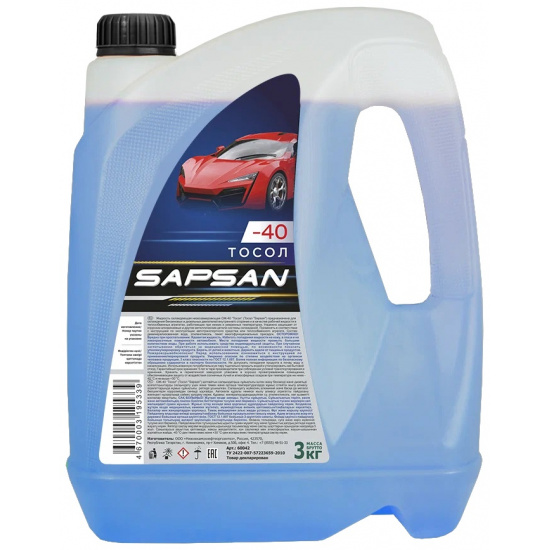 Тосол 40 готовый 3кг -40°С синий, # SAPSAN™ 4670003195339 - 1