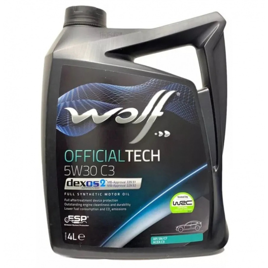 Wolf Officialtech SAE 5W-30, ACEA: C3, синтетическое моторное масло 5 л. - 1