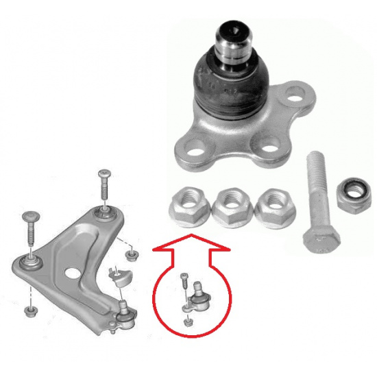 Опора шаровая L=R для Citroen C2, C3, Peugeot 207, 208 - 1