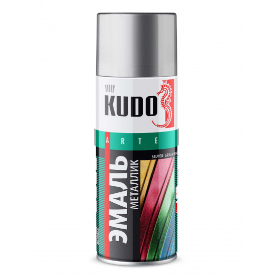 Краска спрей универсальная Эмаль серебро металлик, SILVER GRAIN FINISH. 520 мл., # KUDO ™ 4606445000788 - 1