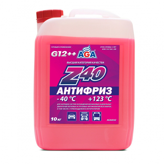 Антифриз AGA Z-40 красный (-40) 10 л G12++, Жидкость охлаждающая  # AGA * 4607037760035 - 1